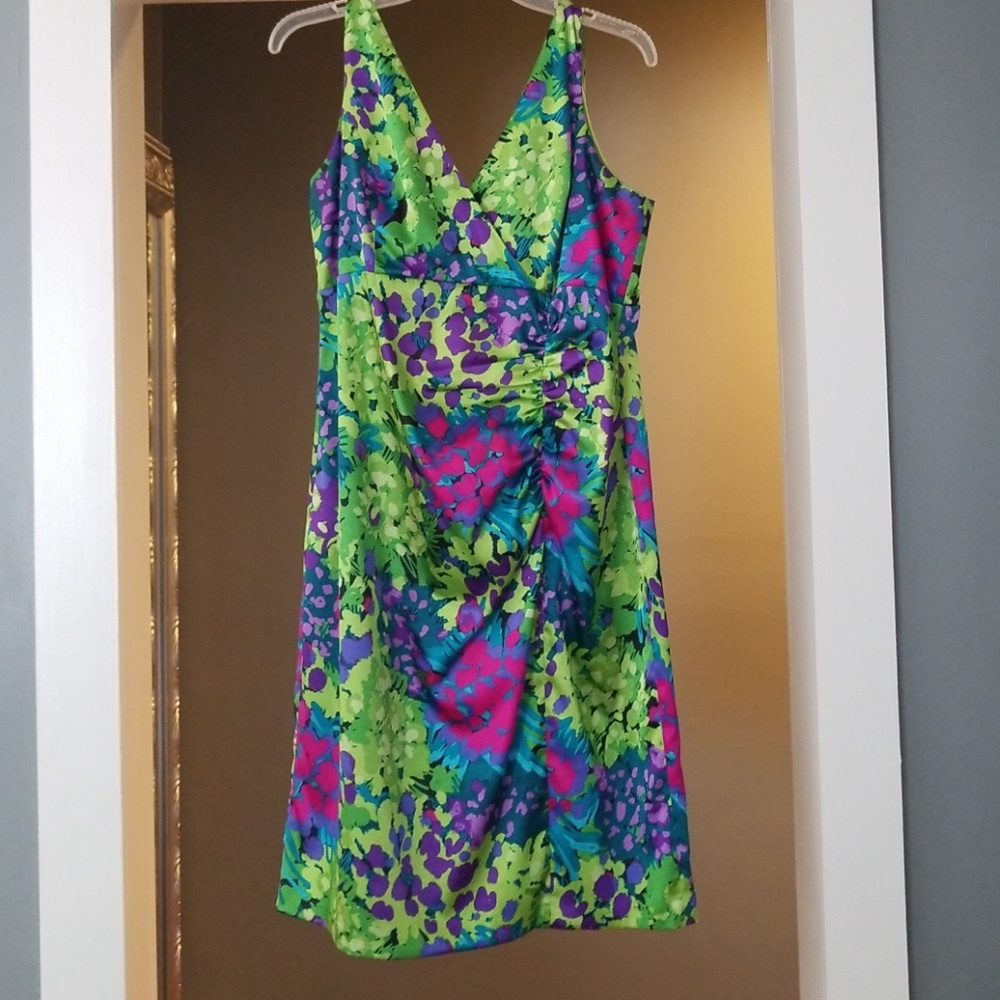 Multiprint silky cocktail dress